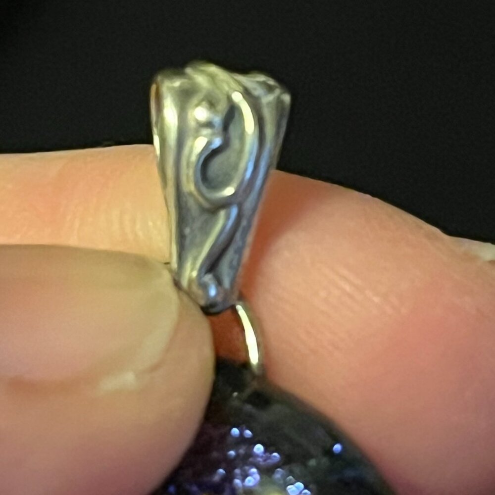Marian Fieldson Blue, Purple & Gold Dichroic Glass Pendant – 1¼” Round - Picture 4 of 6